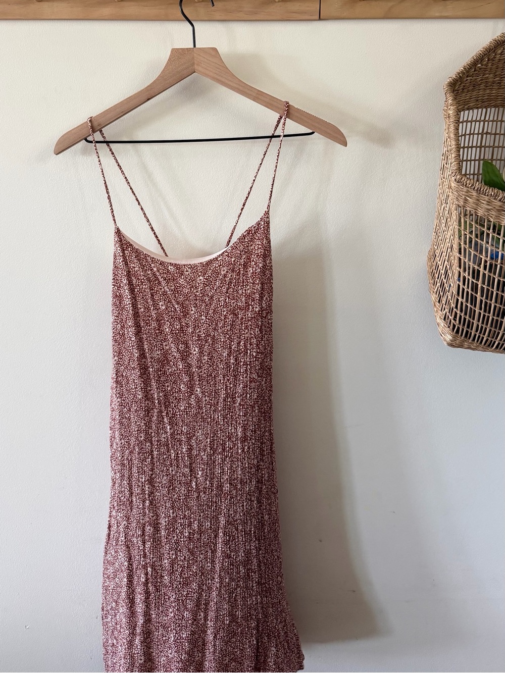 Sadie & Sage Dusty Rose Knit Spaghetti Strap Midi Dress